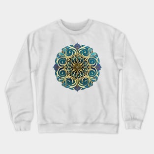 Vintage Art Nouveau Alphonse Mucha Inspired Circular Flower Pattern Crewneck Sweatshirt